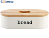 Caja de pan moderno Pasteles Contenedor de almacenamiento con tablero de corte de bambú Papelera de ahorro de espacio para cocina blanco