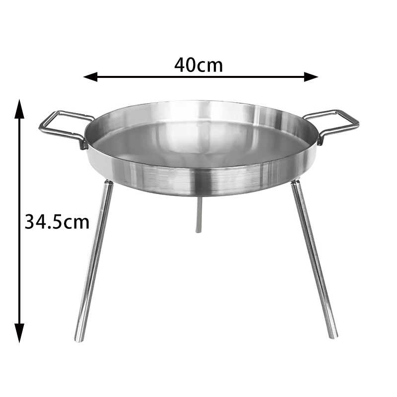 300mm, 400mm, 500mm, 600 mm de acero inoxidable de 600 mm de acero inoxidable de acero inoxidable grande de sartén redondo y plana para cocinar sartén con pierna