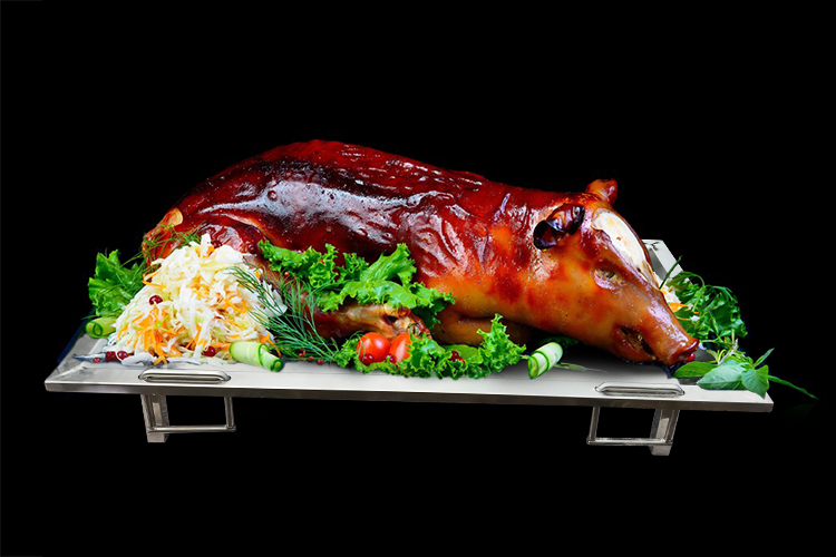 Ventas de fábrica Barbacoa de acero Bandeja rectangular Bandeja de cerdo asado Sartén con asa