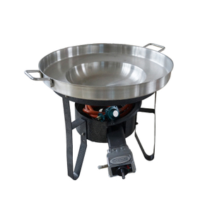 Large 3 en 1 estilo mexicano Comale Concave Fry Fry Panar 22 "Conjunto con estufa de quemador de propano