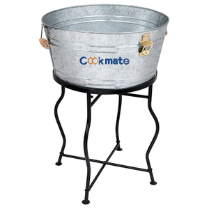 Litero grande contenedor cerveza bebida bañera metal galvanizado cubo con asas de madera