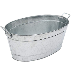 Gran cubo de vino de maceta de bañera de metal de acero galvanizado grande