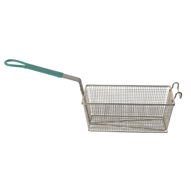 CHIP DE PATATA FRY FRYER CONTENEDOR LIMPLO DE ACERO INOXIDABLE ALAMBRE MESH FRATE CESTA ANTERIOR FRY FRATE CESTA CON MANOS DE ESTANCIA FRÍO