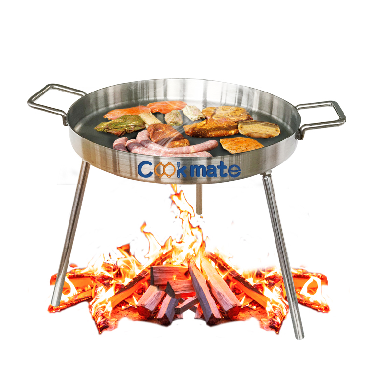 Camping interior y al aire libre Acero inoxidable Camping Pot Sartenes Barra de barbacoa Freying Pan