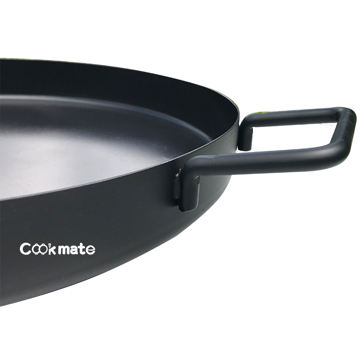 Venta caliente para hornear bandeja de fundición de hierro fundido wok sartén equipo de utensilios de cocina con dos manijas