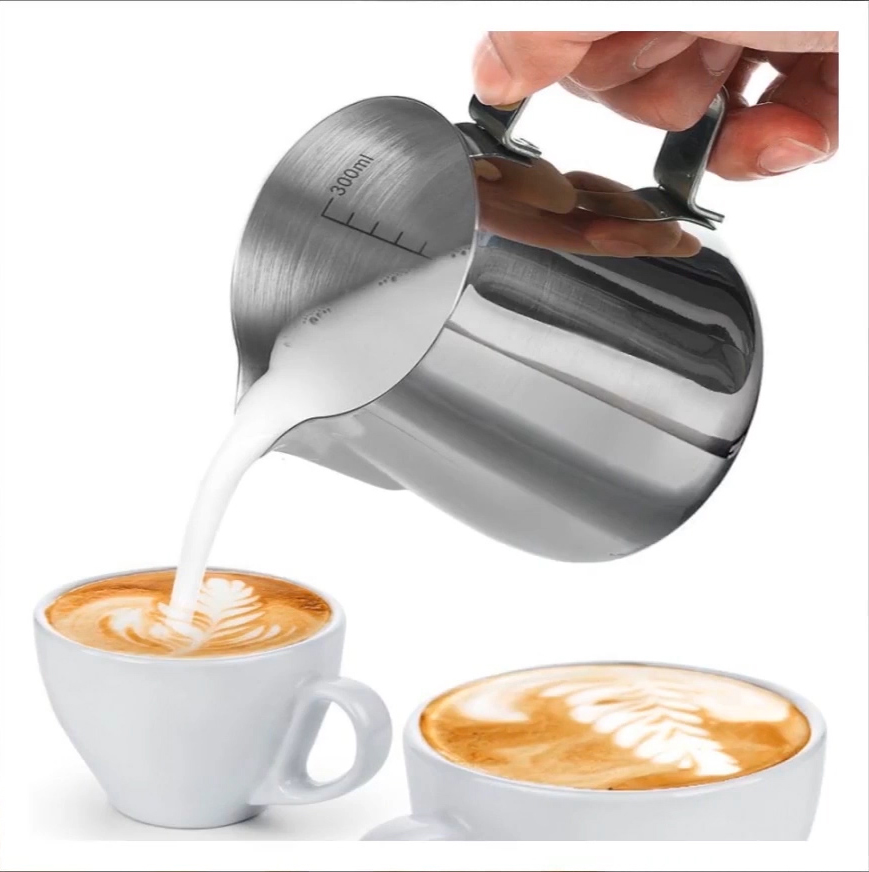 Coffe Coffe Coffe CoffePisso Cappuccino y Latte Art Acero Inoxidable Coffee Frother Pitcher con medida