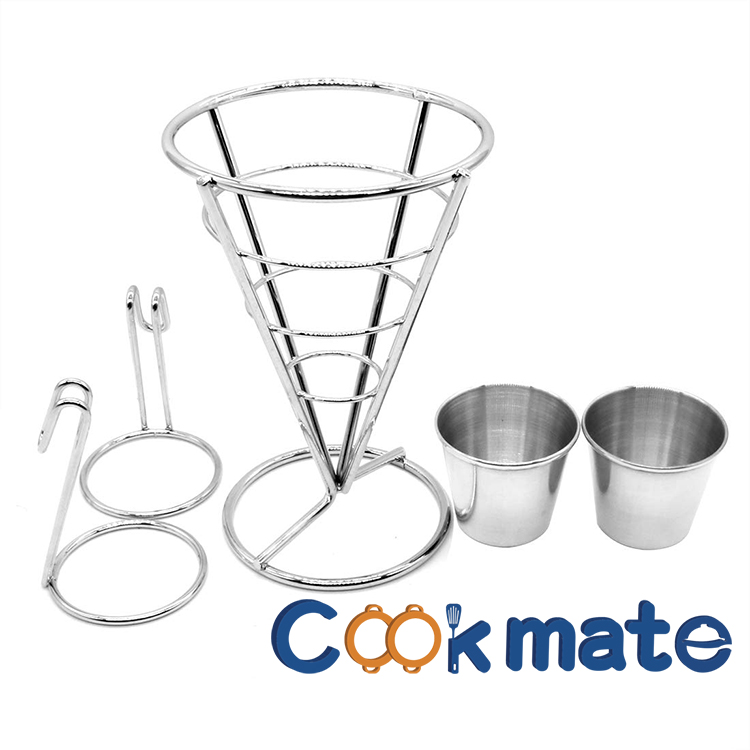 Mejor calidad hecha en China Amazon Venta caliente Alambre de acero inoxidable Malla Frasco Fritas Fritas con salsa Doble Soportes Soporte