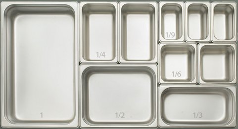 6 "Tabla de vapor profunda 1/4 Tamaño de acero inoxidable Anti-Jam Peso estándar Hotel GN Food Pans